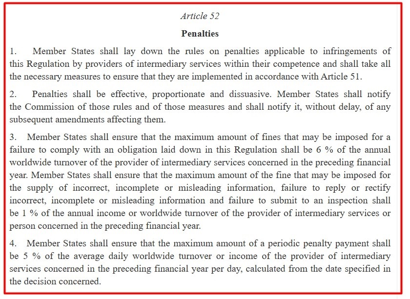 EU DSA: Article 52 - Penalties