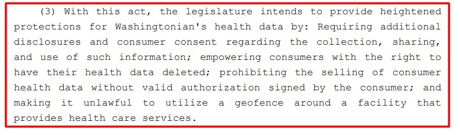 Washington My Health My Data Act: Section 2 3 - Business requirements
