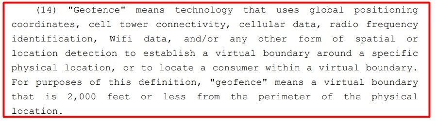 Washington My Health My Data Act: Section 3 14 - Definition of geofence