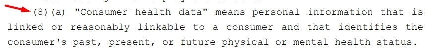 Washington My Health My Data Act: Section 3 8 a - Consumer health data definition