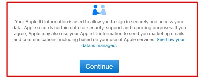 Apple ID Create Account form excerpt