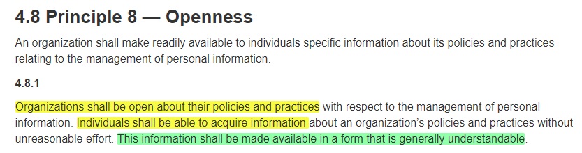 PIPEDA Principle 8: Openness