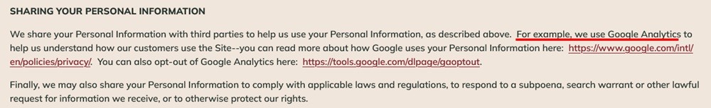 Anna Rogan Privacy Policy: Sharing Your Personal Information clause