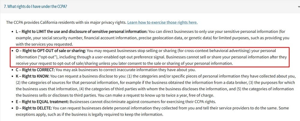 California Privacy Protection Agency FAQs: Right to opt out of cross-context behavioral advertising