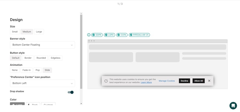 Enzuzo's Consent Management Software creation dashboard example