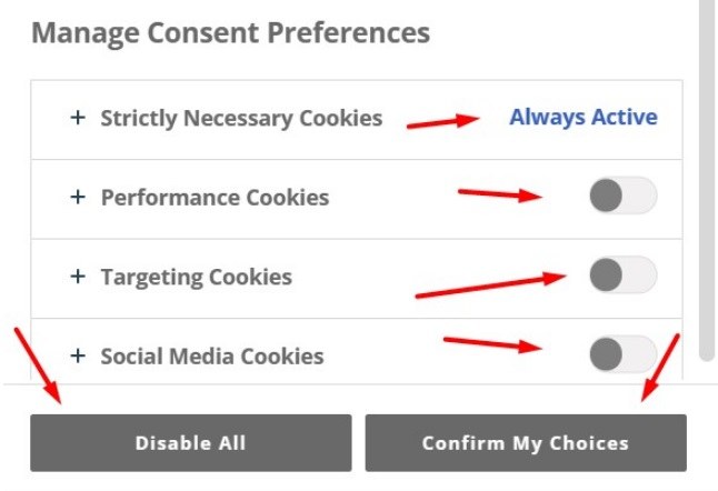 Manage Consent Preferences form