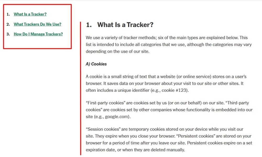 New York Times Cookie Policy: What is a Tracker clause