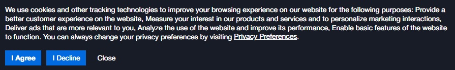 TermsFeed Privacy Consent Notice Banner example