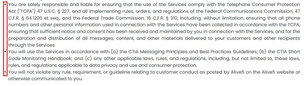 Alive5 Terms of Service: Acceptable Use Policy