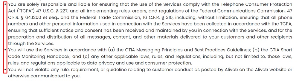 Alive5 Terms of Service: Acceptable Use Policy