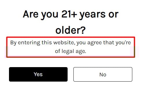 Beercraft age verification pop-up