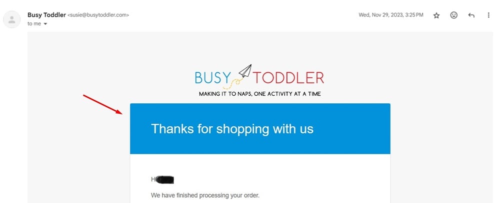 Busy Toddler email screenshot