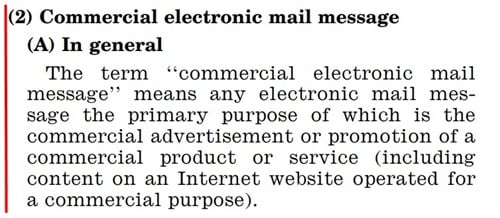 CAN-SPAM Definition of commercial electronic mail message