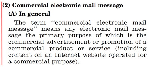 CAN-SPAM Definition of commercial electronic mail message