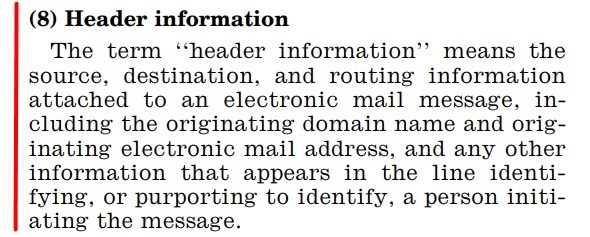 CAN-SPAM Definition of header information