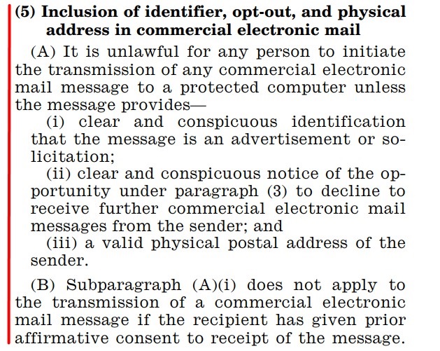 CAN-SPAM Section 7704 Section 5
