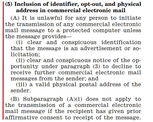 CAN-SPAM Section 7704 Section 5