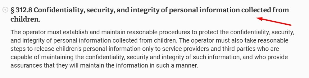 Childrens Online Privacy Protection Rule Section 312 8