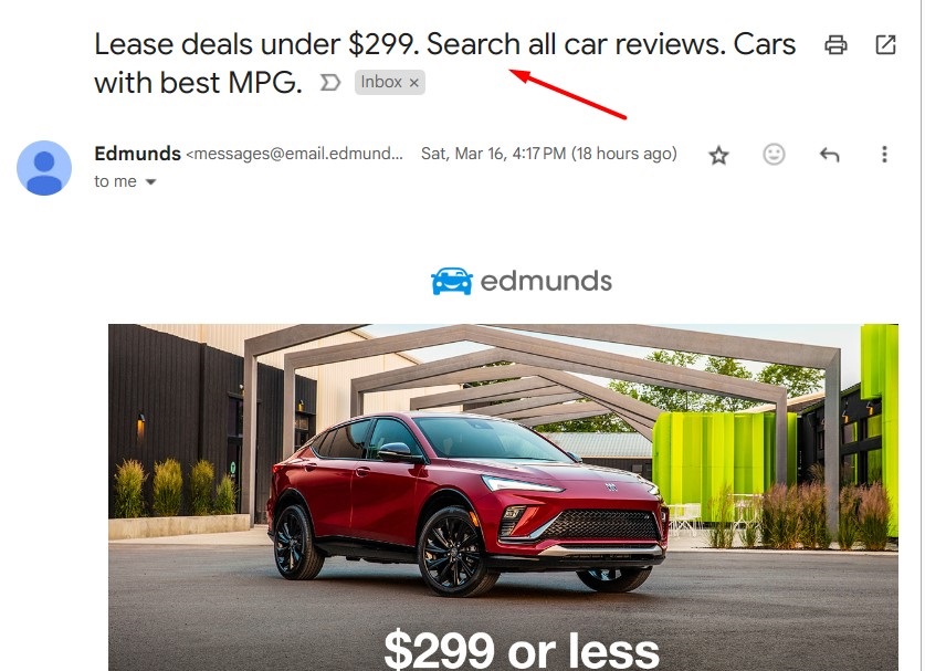 Edmunds email screenshot