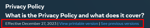 Generic Privacy Policy effective date