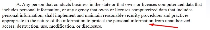 Louisiana Database Security Breach Notification Law Section 3074 A