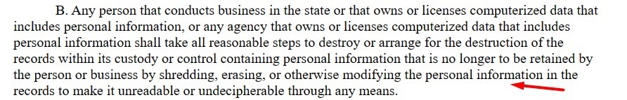 Louisiana Database Security Breach Notification Law Section 3074 B