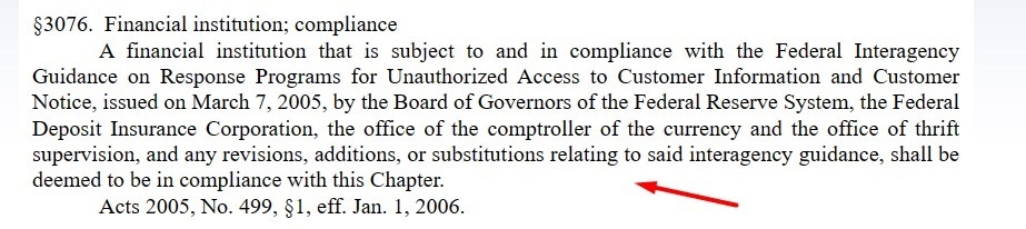 Louisiana Database Security Breach Notification Law Section 3076