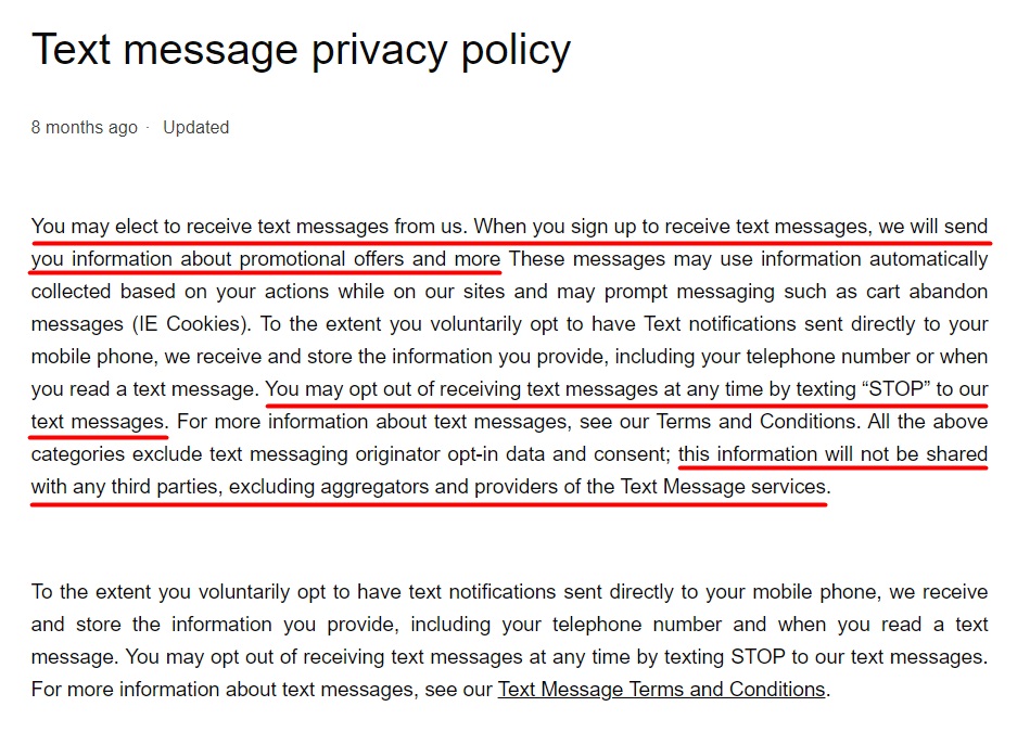 MoMA Design Store Text Message Privacy Policy