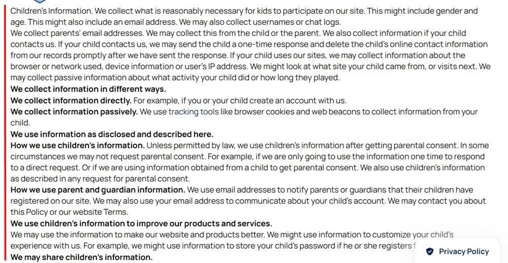 Paw Patrol Privacy Policy Childrens Information clause
