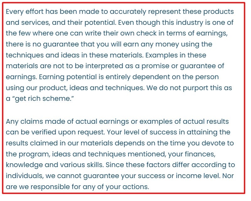 TaxProMarketer Earnings Disclaimer