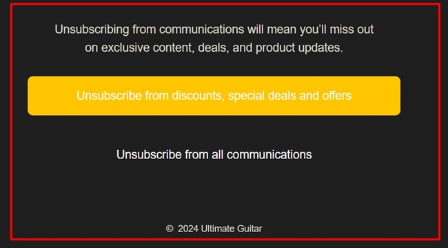 Ultimate Guitar Unsubscribe form