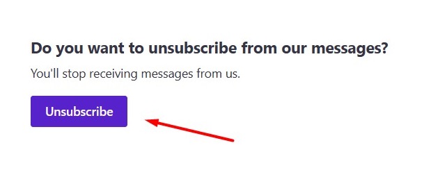 Unsubscribe from messages form