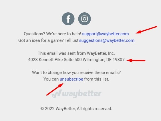 WayBetter email screenshot