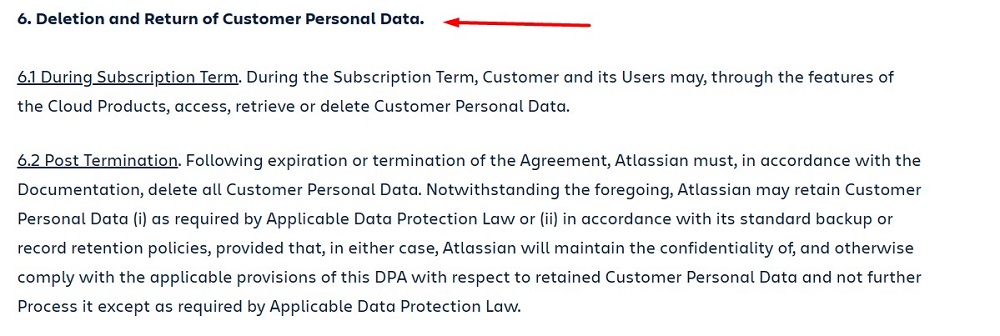 Atlassian DPA excerpt