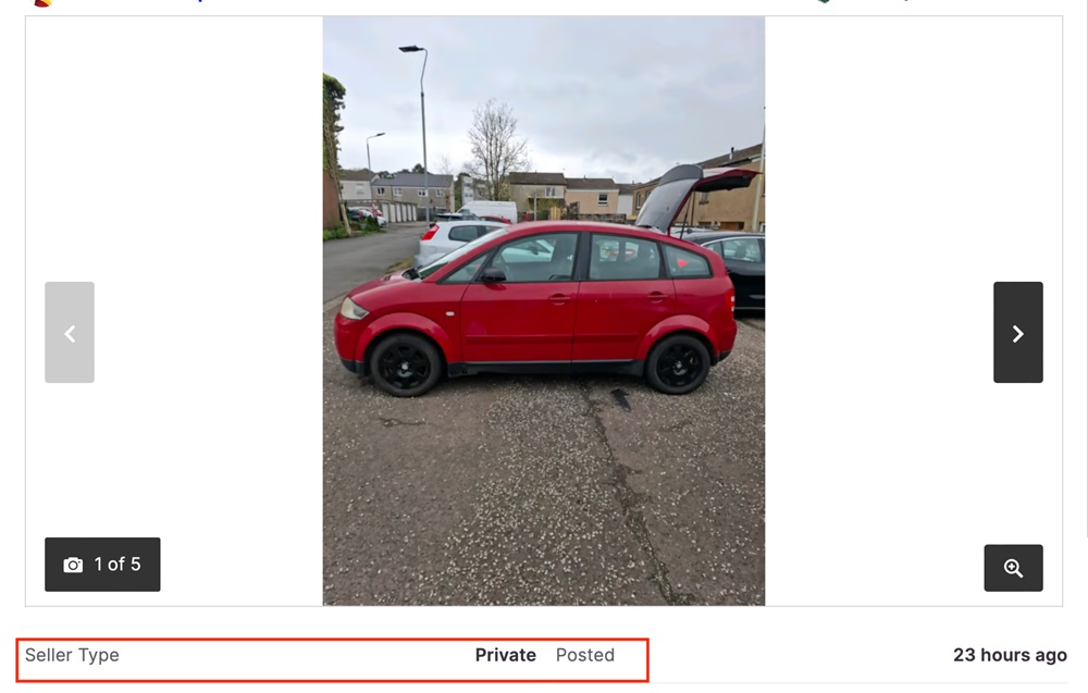 Car sale ad listing - Privacy seller
