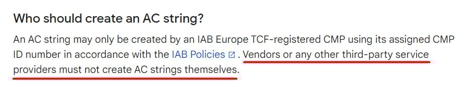 Google's Additional Consent technical specification: Who should create an AC string