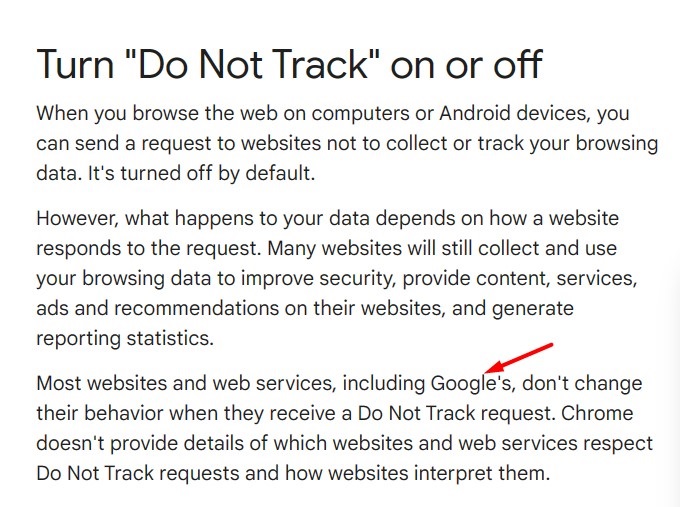 Google DNT info