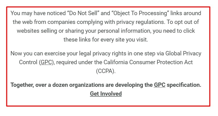 GPC Do not sell info