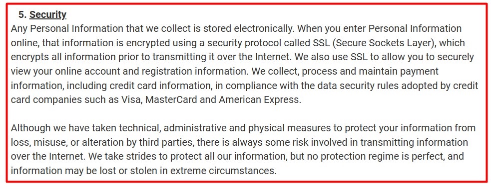 Installation Made Easy Privacy Policy: Security clause