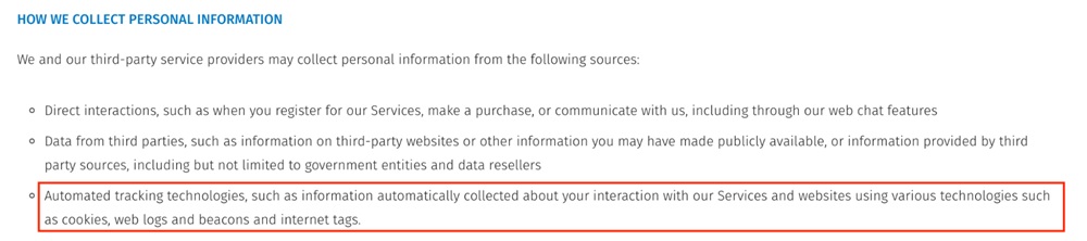Wolters Kluwer Privacy and Cookies Policy: How we collect personal information clause