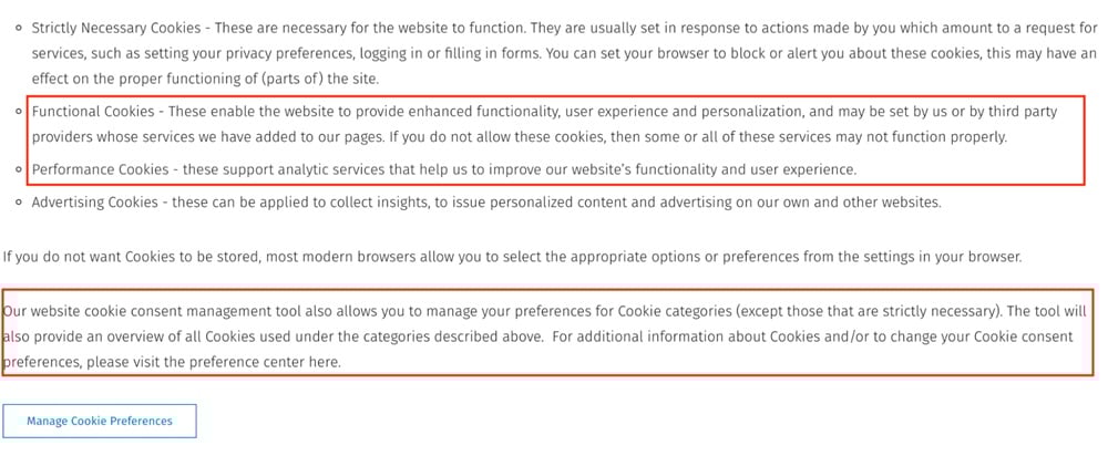 Wolters Kluwer Privacy and Cookies Policy: Manage cookie preferences clause