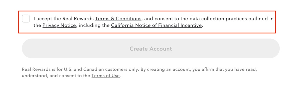 American Eagle agree checkbox