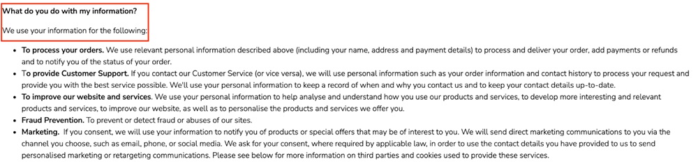 Collectif Clothing Privacy Policy: How we Use Personal Information clause