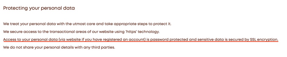 Flower and White Privacy Policy: Security clause
