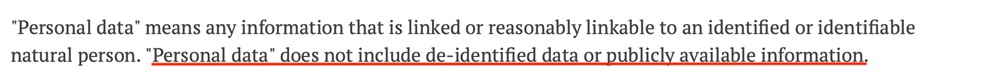 VCDPA Definition of Personal Data