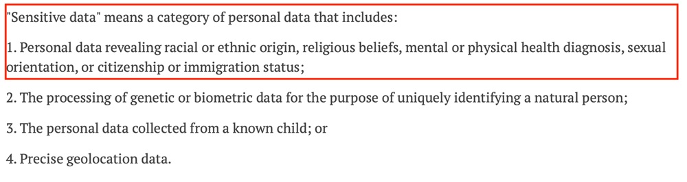 VCDPA Definition of Sensitive Data