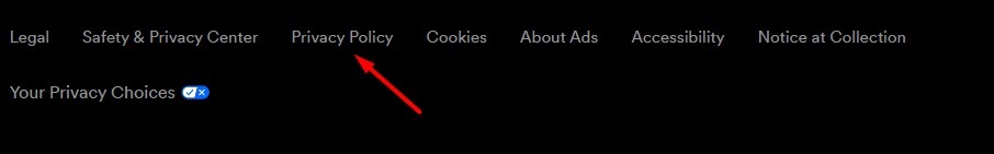 Generic screenshot of website footer with Privacy Policy link highlighted