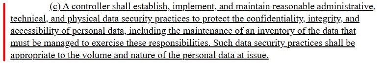 Section 8 325O 07 Subdivision 2 of the MCDPA: Security excerpt