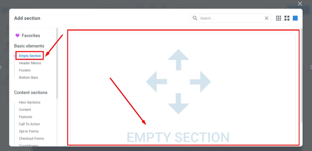 TermsFeed Kartra - Privacy Policy Page - Add section -  Empty section selected