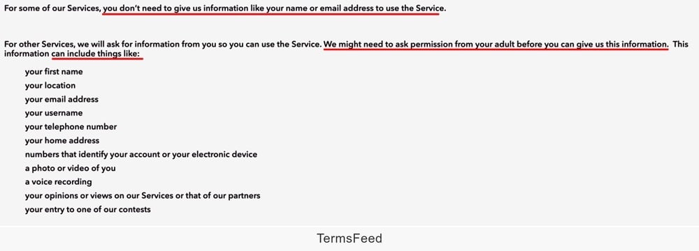 Cartoon Network Privacy Policy excerpt